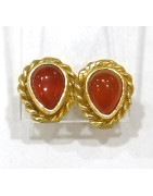 Boucles Cornaline Laiton Plaqué Or Collection NIIKI PARIS