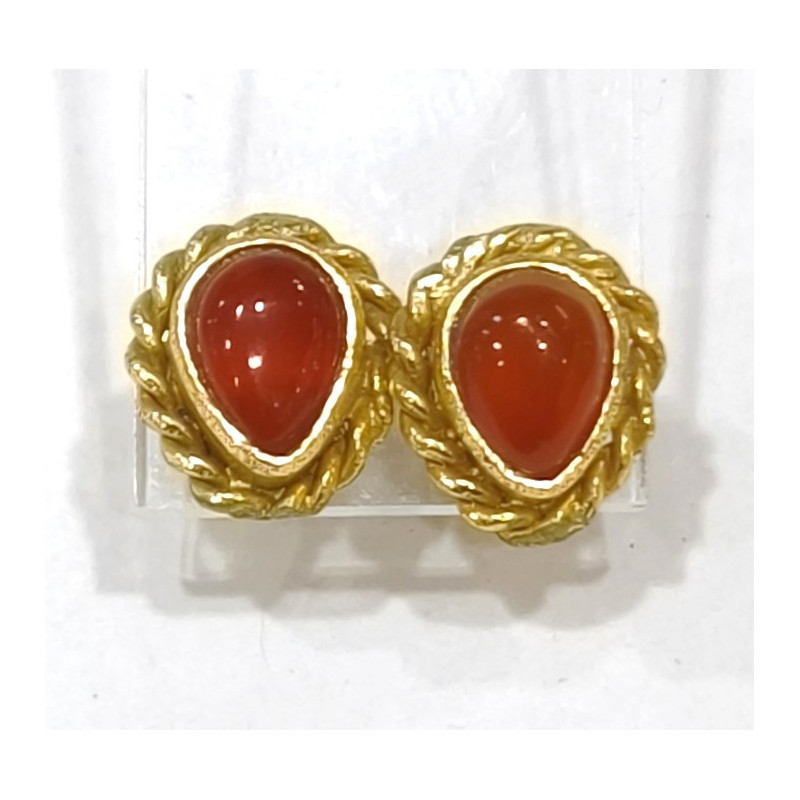 Boucles Cornaline Laiton Plaqué Or Collection NIIKI PARIS