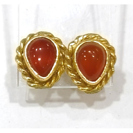 Boucles Cornaline Laiton Plaqué Or Collection NIIKI PARIS