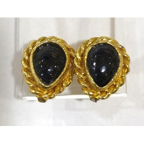 Boucles Pierre de Nuit Laiton Plaqué Or Collection NIIKI PARIS