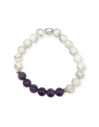 Bracelet Howlite et Améthyste Pierres Rondes 8mm