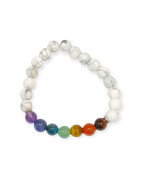 Bracelet Howlite 7 Chakras Pierres Rondes 8mm