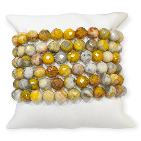 Bracelet Agate Crazy Lace Pierres Rondes Facettées 8mm