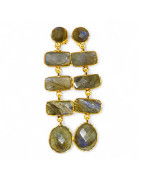 Boucles Labradorite Argent 925 Plaqué Or Vermeil
