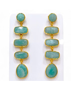 Boucles Amazonite Argent 925 Plaqué Or Vermeil
