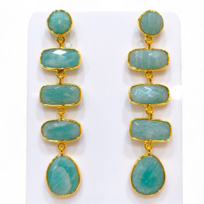 Boucles Amazonite Argent 925 Plaqué Or Vermeil