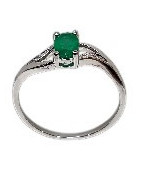 Bague Emeraude et Diamants Or gris Taille 53 et sur mesure (s)