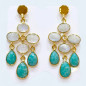 Boucles Amazonite et Pierre de Lune Argent 925 Plaqué Or Vermeil