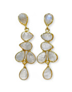 Boucles Pierre de Lune Argent 925 Plaqué Or Vermeil