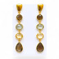 Boucles Améthyste Verte Citrine et Quartz Fumé Argent 925 Plaqué Or Vermeil