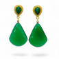 Boucles Agate Malachite et Zirconium Argent 925 Plaqué Or Vermeil