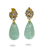 Boucles Fluorite et Zirconium Argent 925 Plaqué Or Vermeil