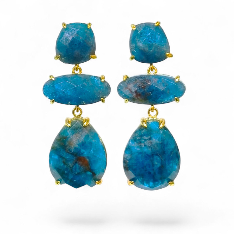 Boucles Apatite Argent 925 Plaqué Or Vermeil