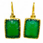 Boucles Agate Verte Fleur Laiton Plaqué Or Collection NIIKI