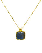 Pendentif Labradorite Facettée avec Chaîne Laiton Plaqué Or Collection NIIKI PARIS