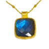 Pendentif Labradorite Facettée avec Chaîne Laiton Plaqué Or Collection NIIKI PARIS