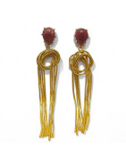 Boucles Rhodonite Laiton Plaqué Or Collection NIIKI