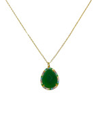 Pendentif Agate et Zirconium Multicolore avec Chaîne Argent 925 Plaqué Or Vermeil