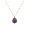 Pendentif Améthyste et Zirconium Multicolore avec Chaîne Argent 925 Plaqué Or Vermeil