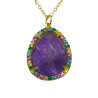 Pendentif Améthyste et Zirconium Multicolore avec Chaîne Argent 925 Plaqué Or Vermeil