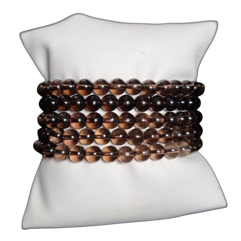 Bracelet Quartz Fumé Pierre Rondes