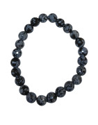 Bracelet Obsidienne Neigeuse Pierres Rondes Facettées 8mm