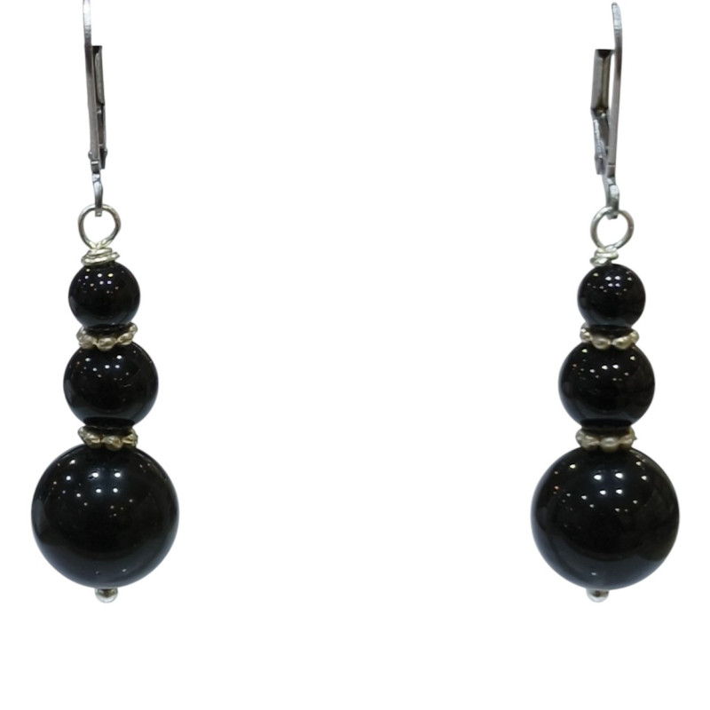 Boucles Obsidienne Œil Céleste Acier Inox