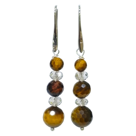 Boucles Œil de Tigre Facetté Acier Inox