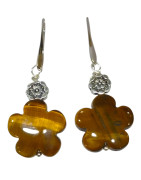Boucles Œil de Tigre Trèfle à 5 Feuilles Acier Inox