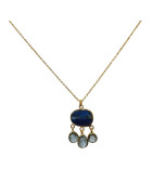 Collier Cyanite Bleue et Aigue Marine Argent 925 Plaqué Or "Vermeil" 44cm + 5 Collection NIIKI PARIS