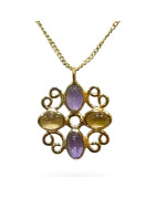 Collier Améthyste et Citrine Argent 925 Plaqué Or "Vermeil" 44cm + 5 Collection NIIKI PARIS