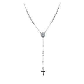 Collier Style Chapelet Acier Inox 68cm + 5