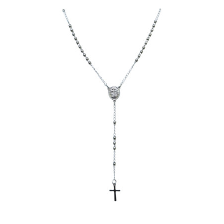 Collier Style Chapelet Acier Inox 68cm + 5