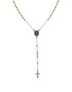 Collier Style Chapelet Acier Inox Doré 68cm + 5