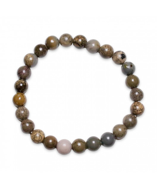Bracelet Jaspe monochrome pierres rondes