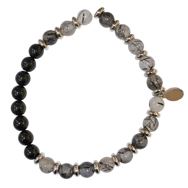 Bracelet Tourmaline et Quartz Rutile Gamme Bien-Être Bouclier Vital
