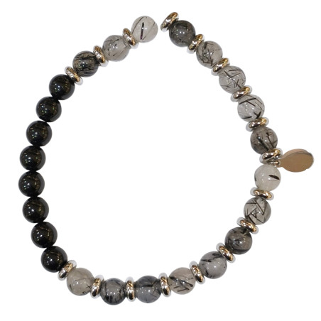 Bracelet Tourmaline et Quartz Rutile Gamme Bien-Être Bouclier Vital