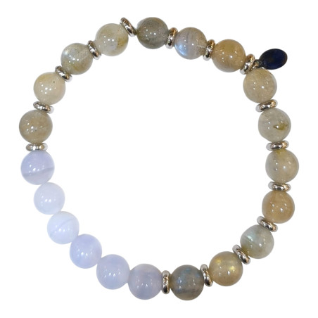 Bracelet Calcédoine Bleue et Labradorite Gamme Bien-Être Paix Intérieur