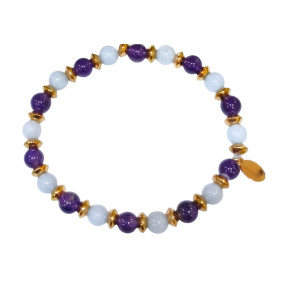 Bracelet Améthyste et Aigue Marine Gamme Bien-Être Equilibre Parfait