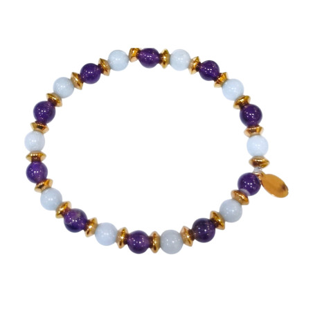 Bracelet Améthyste et Aigue Marine Gamme Bien-Être Equilibre Parfait
