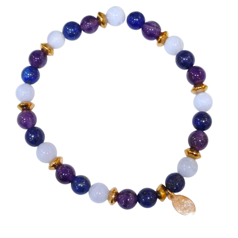 Bracelet Améthyste Calcédoine Lapis-Lazuli Gamme Bien-Être Calme Intérieur