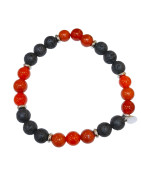 Bracelet Améthyste Cornaline Jaspe Rouge Pierre de Lave Gamme Bien-Être Passion et Energie Tonique