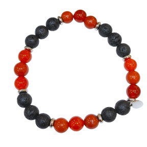 Bracelet Améthyste Cornaline Jaspe Rouge Pierre de Lave Gamme Bien-Être Passion et Energie Tonique