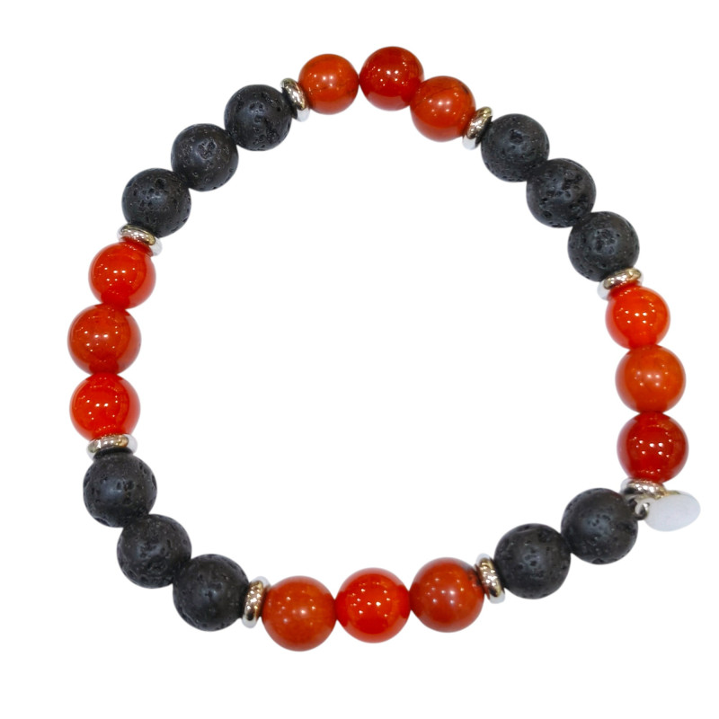 Bracelet Cornaline Jaspe Rouge Pierre de Lave Gamme Bien-Être Passion et Energie Tonique