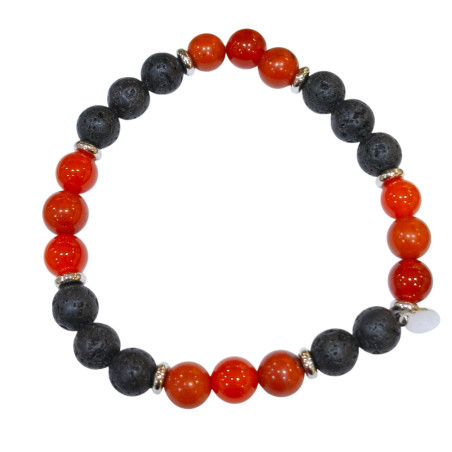 Bracelet Cornaline Jaspe Rouge Pierre de Lave Gamme Bien-Être Passion et Energie Tonique