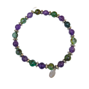 Bracelet Améthyste et Turquoise Africaine Gamme Bien-Être Relaxation et Antistress