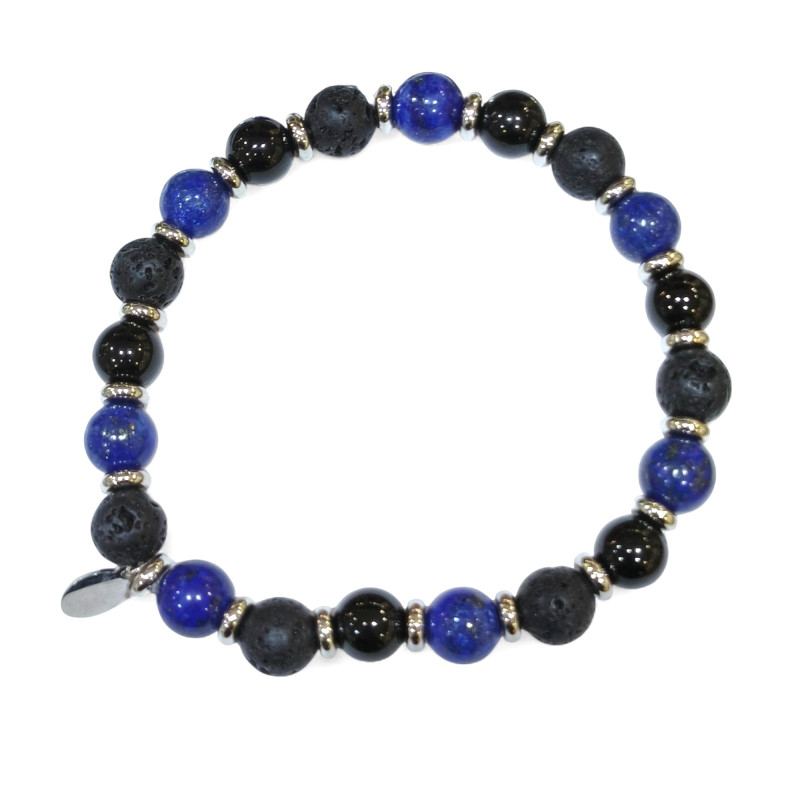 Bracelet Lapis-Lazuli Pierre de Lave Tourmaline Noire Gamme Bien-Être Force Tranquille