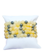 Bracelet Calcite Jaune avec Inserts Billes Acier Pierre Rondes 8mm