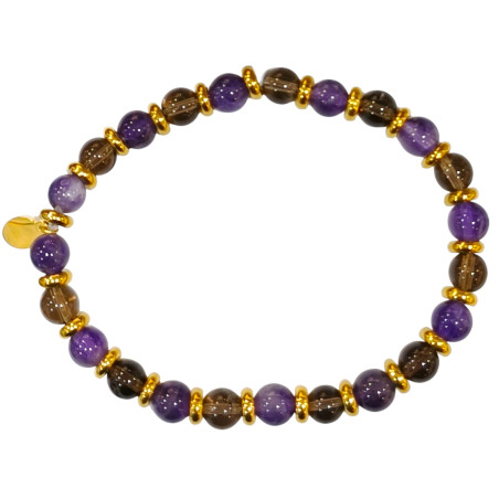 Bracelet Améthyste Quartz Fumé Gamme Bien-Être Anti Addictions