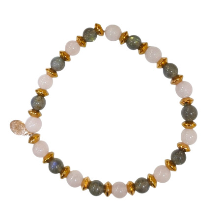 Bracelet Labradorite Quartz Rose Gamme Bien-Être Lâcher Prise